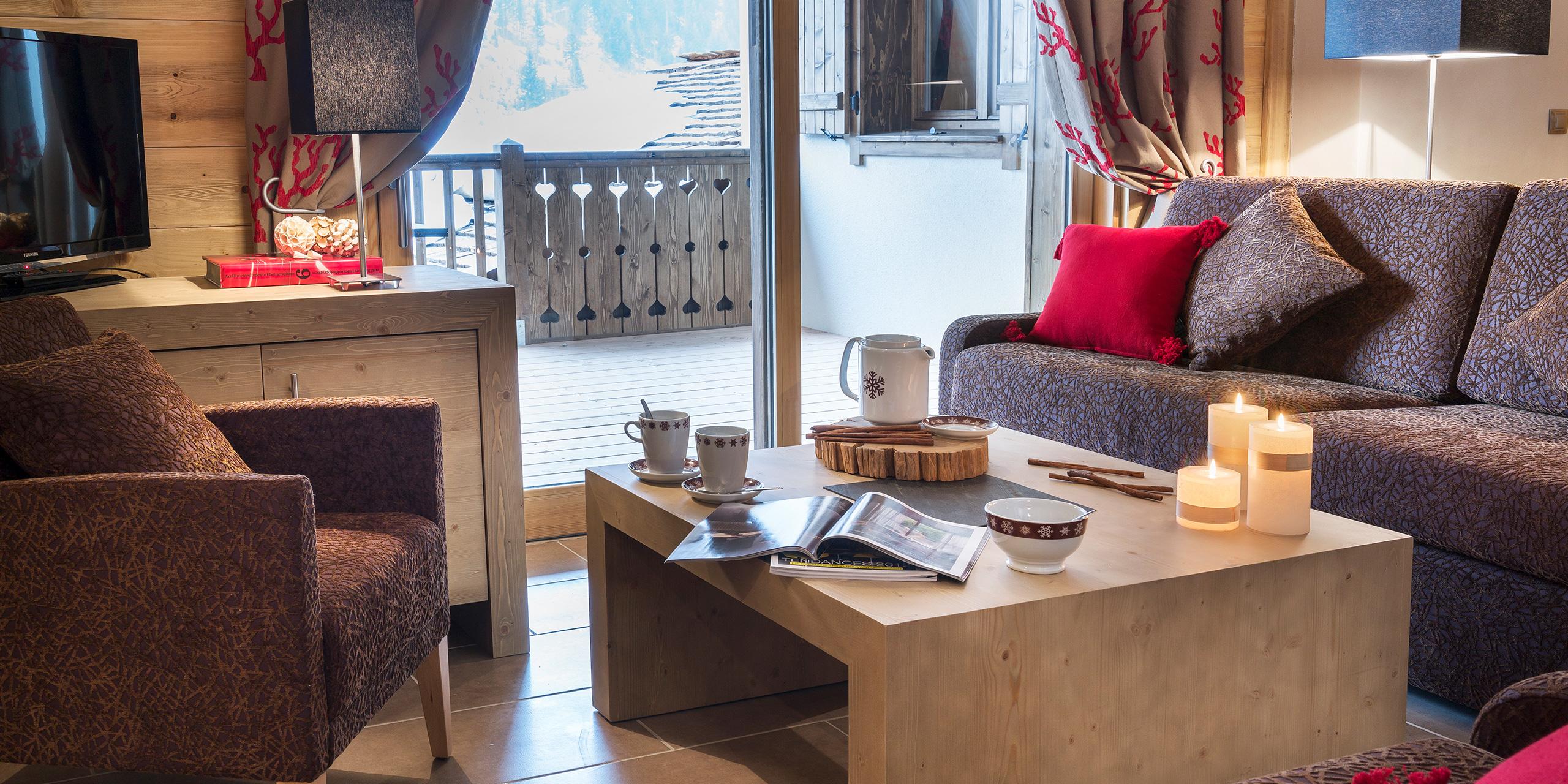 Salon d'un appartement aux Chalets d'Angèle à Châtel