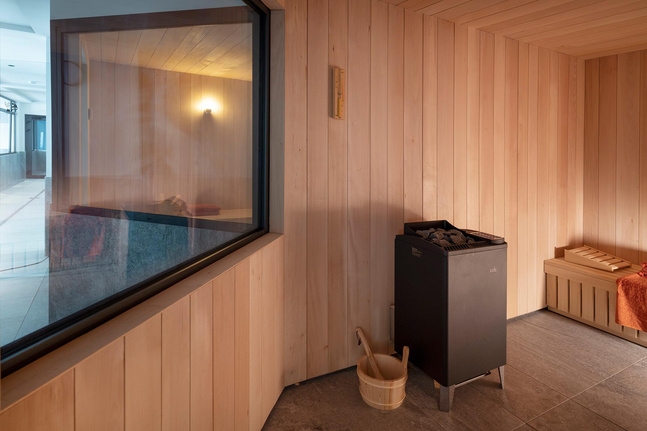 Sauna disponible dans l'espace bien-être de l'Alpen Lodge à La Rosière