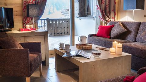 Salon d'un appartement aux Chalets d'Angèle à Châtel